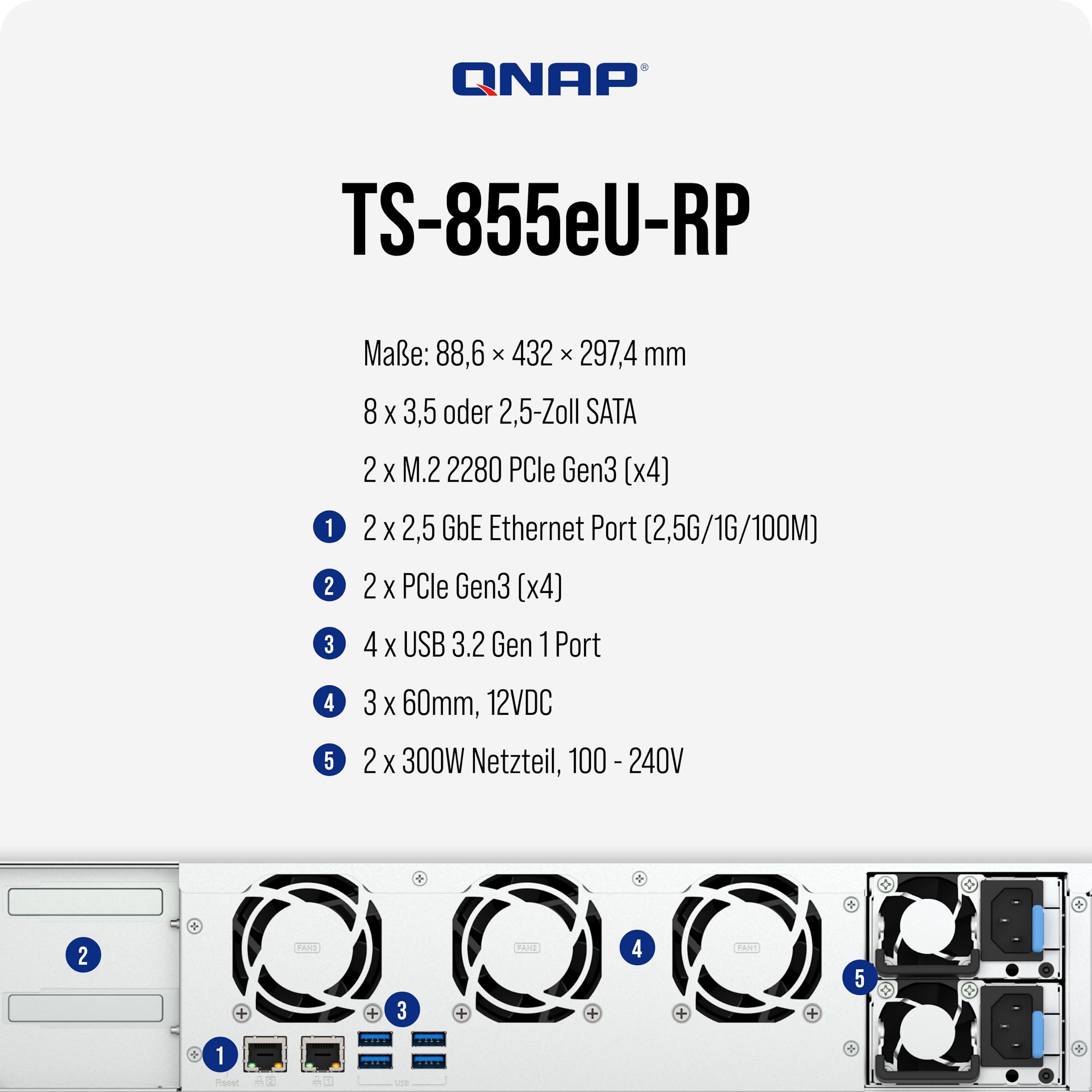 Amazon.co.jp: QNAP NAS TS-855eU-RP-8G 8bay 2HE (設置深度が短く